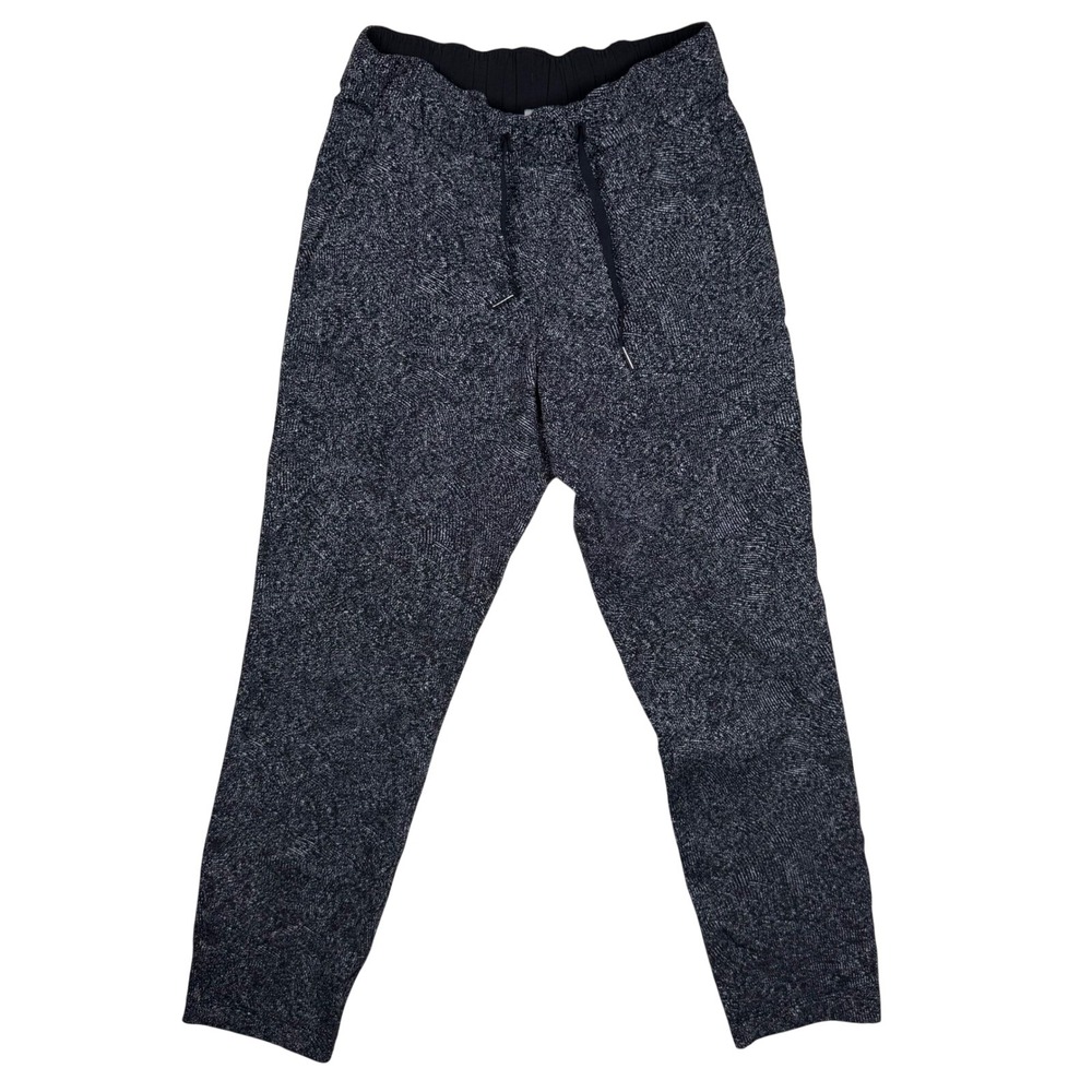 Lululemon Jogger Pants Drawstring‎ Pockets Athletic Casual Black White Size 4